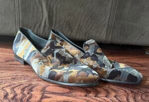 $575 NEW Magnanni Glitter Camo Velvet Loafers Men's Size 8 EU 41 Made in Spain
